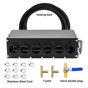 차량용 히터 범용 독립형 배관 자동차 밴 트럭 불도저 굴삭기용 송풍기 포함 12V 24V, 12V 6-Hole Black Set, 1개