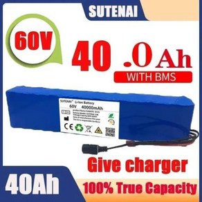 전기 자전거 리튬 이온 배터리 팩 전기 자전거 스쿠터 BMS 67.2V 충전기 60V 100000 mAH100Ah 16S2P 18650, 60V40A and chage, 5. 60V40A and chage