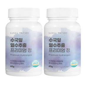 순수네이처 수국잎 열수 추출 프리미엄 정 1000mg, 60정, 2개