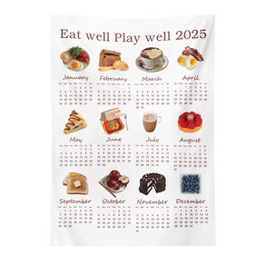 2025년 패브릭 달력 캘린더 포스터 벽걸이 인테리어 새학기선물, 1. Eat well Play well