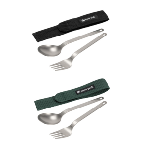 스노우피크 수저세트 티타늄 포크 앤 스푼 세트 Snow Peak Titanium Fok & Spoon Set 2pcs SCT-002-BK SCT-002, Geen, 1개