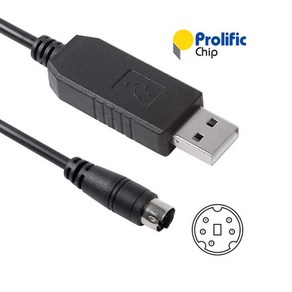 파나소닉 USB PLC 프로그래밍 케이블 Polific PL2303GT USB RS232-Mini Din 5P 수 케이블 FP0 FP2 FPX F, [03] 3m, [01] Black, 03 3m_01 Black