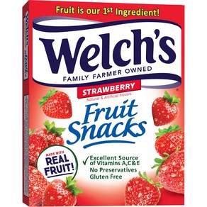 Welch's Fuit Snacks Stawbey 0.9 Oz 10 Ct 웰치스 과일 스낵 딸기 0.9온스 10개, 25g, 1개