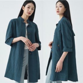 [지센] 파격할인 [24SS] 여성 린넨인견 밴드넥 롱 코트