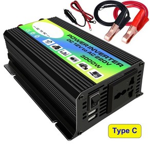 인버터 컨버터 3000w 12v 220v110v 자동차 전원 변환기 충전기 어댑터 듀얼 usb 전압 변압기 수정 사인파, 1개