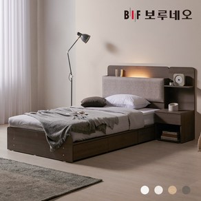 보루네오 리오Po LED 3서랍 수납 호텔침대 독립유로탑 세트 SS, 화이트