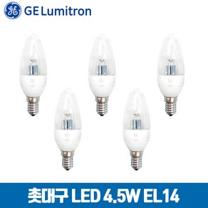 GE 미니크립톤형 촛대구 LED 캔들램프 4.5W 전구색E14 x 5개, 전구색