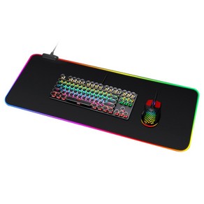 RGB LED 게이밍 마우스 키보드 방수 장패드 중형 80 x 30 cm, 블랙, 1개