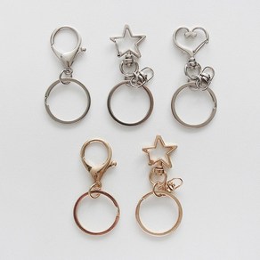 하트 별 모양 오링 달린 체인 열쇠고리 만들기 부자재 5옵션 [Heat Sta O-Ring Key Chain DIY Item 5 Options], 실버 별고리(Silve-Sta), 5개