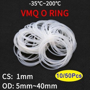 10/50pcs VMQ 화이트 실리콘 오링 개스킷 CS 1mm OD 5 ~ 40mm 식품 학년 방수 와셔 고무링 절연 라운드 모양의 인감, 67) OD 38mm ID 36mm - 10pcs -, 10개