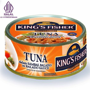 Kings fishe tuna sambal balado 킹스피셔 튜나 참치 삼발발라도 할랄식품, 1개, 170g