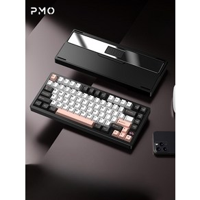 PMO WAVE75 기계식 알루미늄 키보드 무선 블루투스 3모드 맞춤형 RGB e스포츠 게이밍, 블랙 (하옵), 제조사축