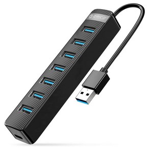 오리코 7포트 USB 3.0 허브+5V 3A 전원포트 USB 메모리 HDD/SSD 노트북 TWU3-7A