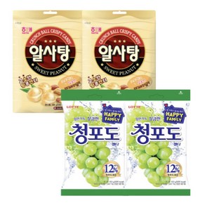 롯데 해태 사탕모음 청포도153gx2개+알사탕126gx2개 (총4개), 1세트, 153g