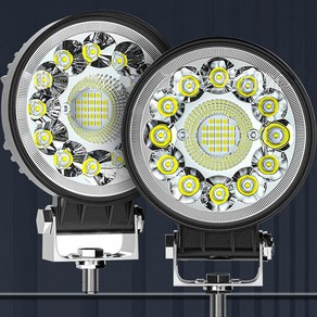 로푸 고출력 LED 탐조등 12V-24V 서치라이트 4인치 작업등, 1세트, 원형 99W 백색광