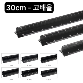 InLoop 알루미늄 삼각 스케일 스케일자, 1개, 30cm-고배율