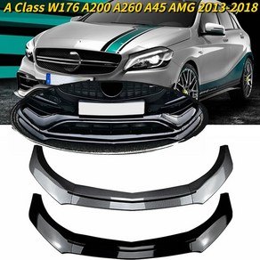 글로스 블랙 로어 프론트 범퍼 친 립 스포일러 스플리터 키트 튜닝 메르세데스 벤츠 A 클래스 W176 A200 A260 A45 AMG 2013-2018, 2)Cabon Look