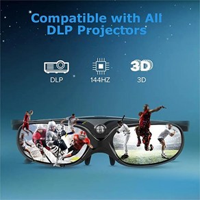 가상현실 DLP 링크 3D 안경 액티브 셔터 안경 충전식 안경 DLP 3D 프로젝터용 원형 안경, 10710, 1.blue black