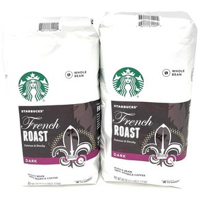 Stabucks Fench Roast Dak Roast Whole Bean Coffee 스타벅스 프렌치 로스트 다크로스트 홀빈 커피 40oz(1.13kg) 2팩, 2개, 1.13kg