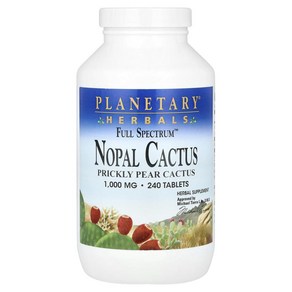 플래너테어리 어벌즈 풀 스펙트럼 노팔 선인장 1000mg Planetay Hebals Full Spectum Nopal Cactus, 1개, 240정