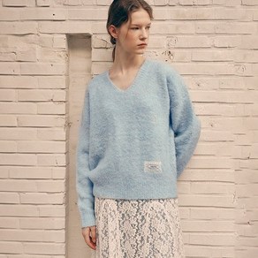 로라로라 BOUCLE V NECK KNIT LIGHT BLUE 277480