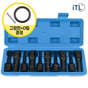 ITL 임팩 헥스 비트 소켓 세트 일체형 육각 5~19mm 1/2 78mm 10PCS, 1개