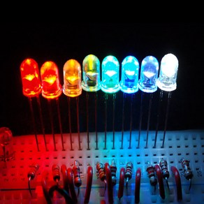 아두이노 5mm LED 고휘도 6 컬러 투명 LED 발광다이오드 - 10개 묶음 0.1%의 비밀, 청색