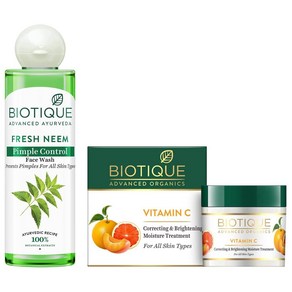 바이오티크 Biotique 비타민 C 코렉팅 앤 브라이트닝 모든 피부용 기름지지 않는 페이스크림 50g 더젊어 보이고 영양이 풍부하고 밝은 피부