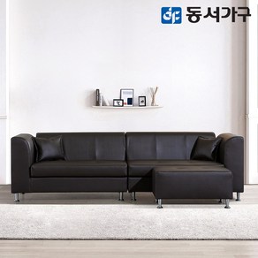 동서가구 피노르 4인용 소파+스툴 DF644026, 초코브라운