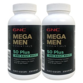 [사은품선택] GNC 메가맨 50 플러스 원 데일리 60정 (캐플렛) GNC MEGA MEN 50+ One Daily 60 Caplets-2개SET, 1세트, 120정