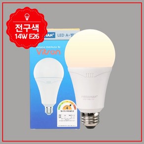 불빛가게 14W E26 A70 전구색 벌브 LED 램프 조명 전시회 작업장 교회 등기구 아이방, 1개