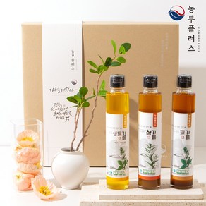 농부플러스 국산 냉압착 생들기름 저온압착 들기름 참기름 200ml 3병선물세트, 1세트, 180ml