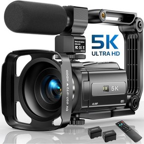 5K 비디오 카메라 캠코더 유튜브용 48MP UHD Wifi IR Night Vision Vlogging 카메라 외장 마이크 렌즈 후드 스태빌라이저 리모컨 배터리 2개