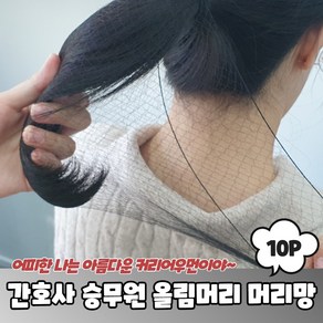 간호사 승무원 올림머리 머리망 10P, 10개