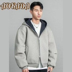 AOKADA 후드티 미국식 지퍼 커플 남녀공용 가을겨울 캐주얼 루즈핏 후드 자켓