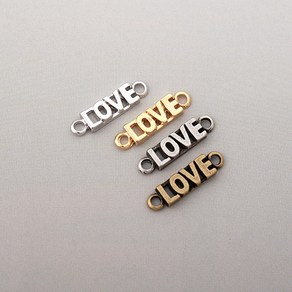 비즈아이 [7465-05]메탈펜던트 영문LOVE양고리 16x4mm 1개