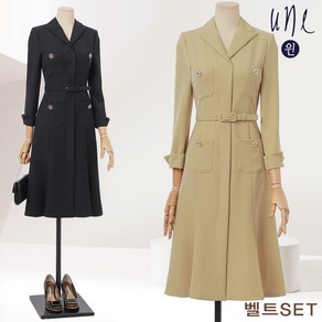 윈(une)[77까지][벨트set]모던클래식포켓칼라원피스