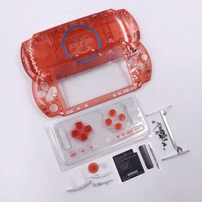 멀티 컬러 풀 세트 하우징 케이스 PSP3000 PSP 3000 용 쉘 하이 퀄리티 교체 버튼 키트 포함, 1개, 5) Clea Red