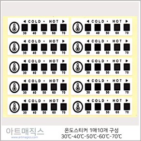 온도스티커(30도-70도관리-체온-고온)-검정-빨강-1매10개