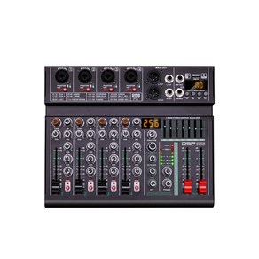 노래방용 인터페이스 이퀄라이저 DJ 믹서 사운드 보드 256 비트 DSP 효과 USB 48V 팬텀 블루투스 4 채널 6, [01] 100-240V-4