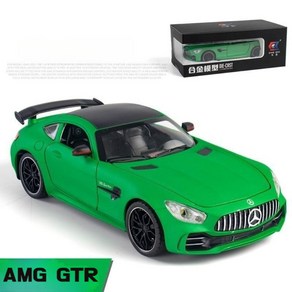 AMG GTR 그린 벤츠 다이캐스트 자동차 모델 1:24 스포츠카 폴백 사운드 라이트, 검정색 및 노란색 CZ30D, 1개