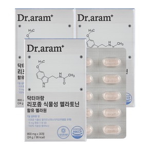닥터아람 리포좀 식물성 멜라토닌 5mg 함유 멜라원, 3개, 30정