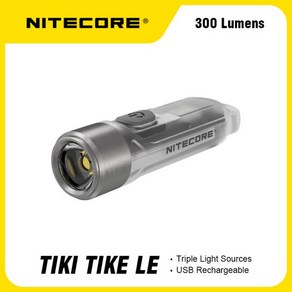 NITECORE TIKI LE 미니 키체인 조명 트리플 광원 300 루멘 USB 충전식 휴대용 야외용 UV, 02 TIKI LE(RED-BLUE), 01 USB 충전, TIKI LE(RED-BLUE)