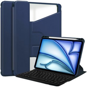 호환 레노버 탭용 스마트 커버 M11 TB-330FU TB-331FC 케이스 샤오신 패드 2024 11 인치 무선 키보드 커버 연필꽂이 스탠드 받침대 포함, [03] Tab M11 TB-330FU, [02] dak blue, 1개
