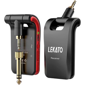 LEKATO WS-60 무선 기타 시스템 2.4GHz 송신기 수신기 스테레오 2 in 1 플러그 6 채널, Black, 01 Black