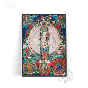 불교 그림 탱화 티베트 Thangka 포스터 부처님 초상화 벽 아발로키테슈바라 아트 프린트 사원 배경 장식, [01] 신중탱화 13x18cm No Fame, [01] A, 1개