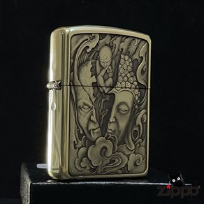 정품 Zippo 라이터 3D 부처 마법은 남성의 생일 선물을 보내기 위해 부처님 마법의 순수한 구리 갑옷 구호로 읽습니다.