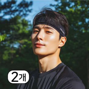 어반쉴드 스포츠 헤어밴드 운동 러닝, 2개, 블랙