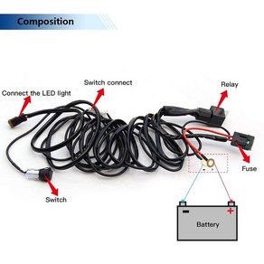 모니터 라이트바 LED CO 라이트 바 배선 하네스 와이어 케이블 릴레이 UAZ ATV 오프로드 4x4 22 32 42 50 52 인치 작업등 3 미터, [01] 1 Contol 1 Light, 1개