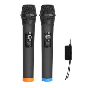 THE WAROOM SHOP VHF 2pcs 무선 듀얼 핸드 헬드 마이크 시스템 고감도 블랙